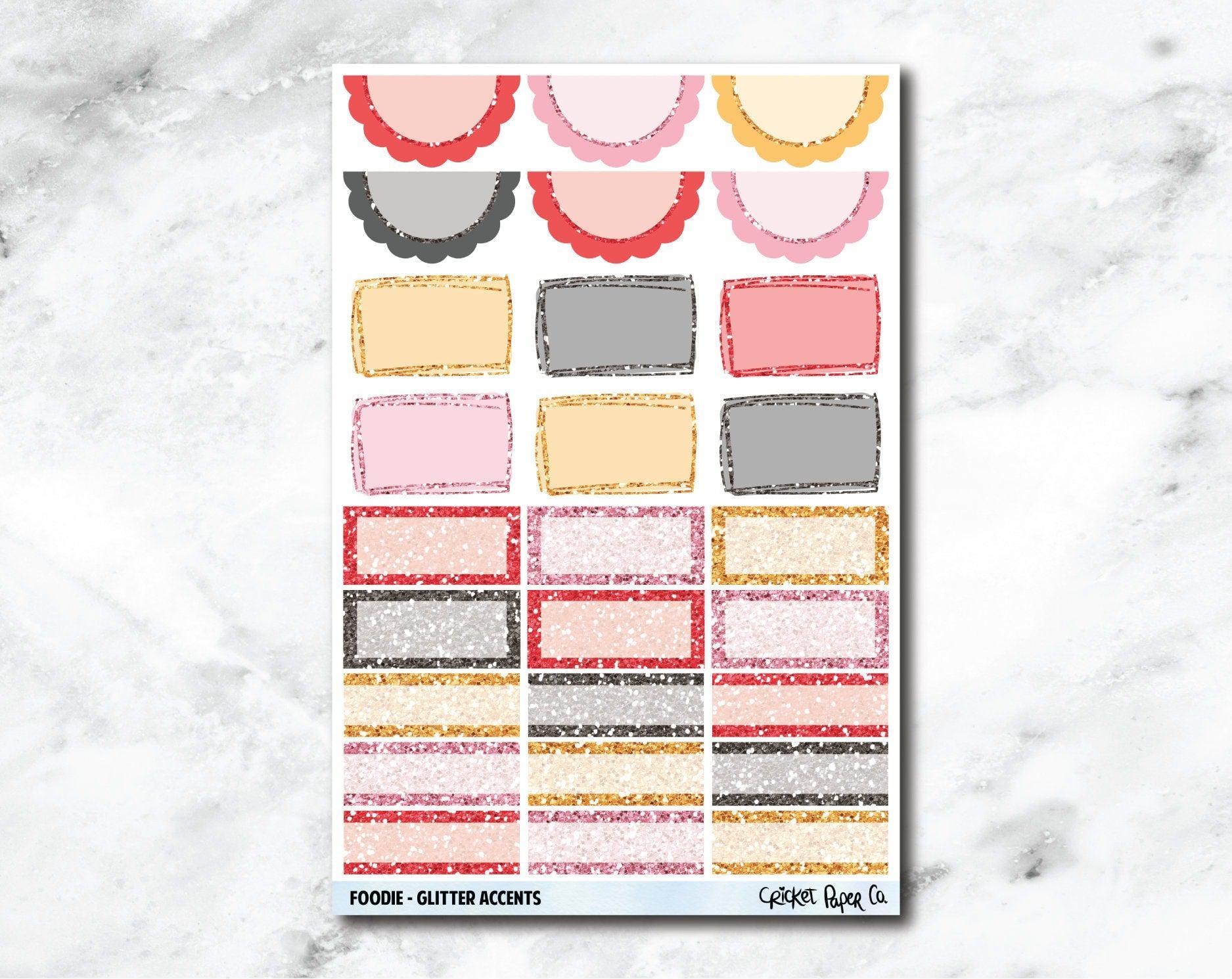 Glitter Accents Planner Stickers - Foodie-Cricket Paper Co.