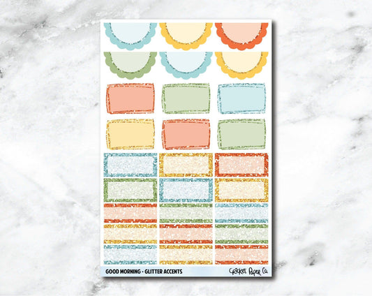 Glitter Accents Planner Stickers - Good Morning-Cricket Paper Co.