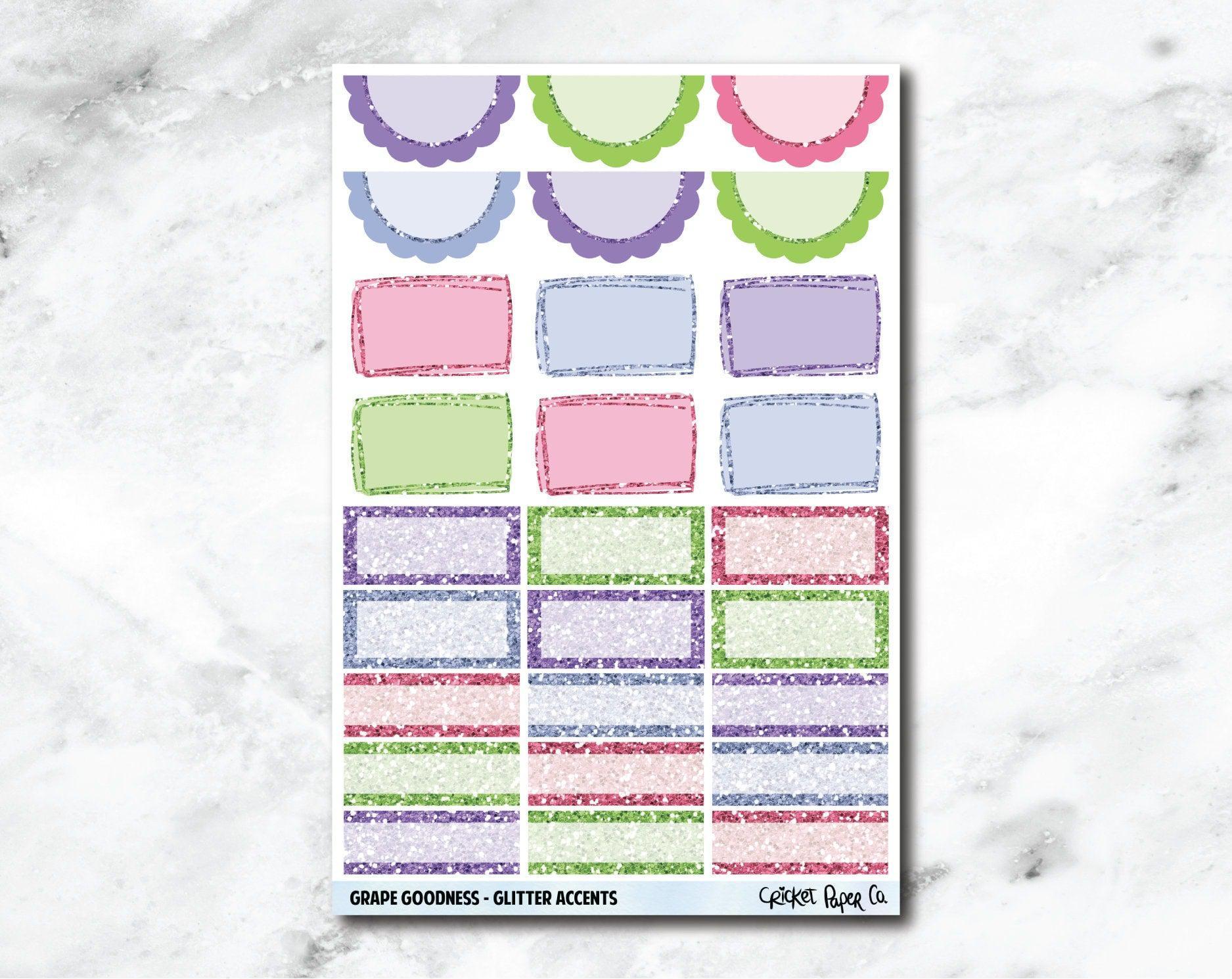 Glitter Accents Planner Stickers - Grape Goodness-Cricket Paper Co.