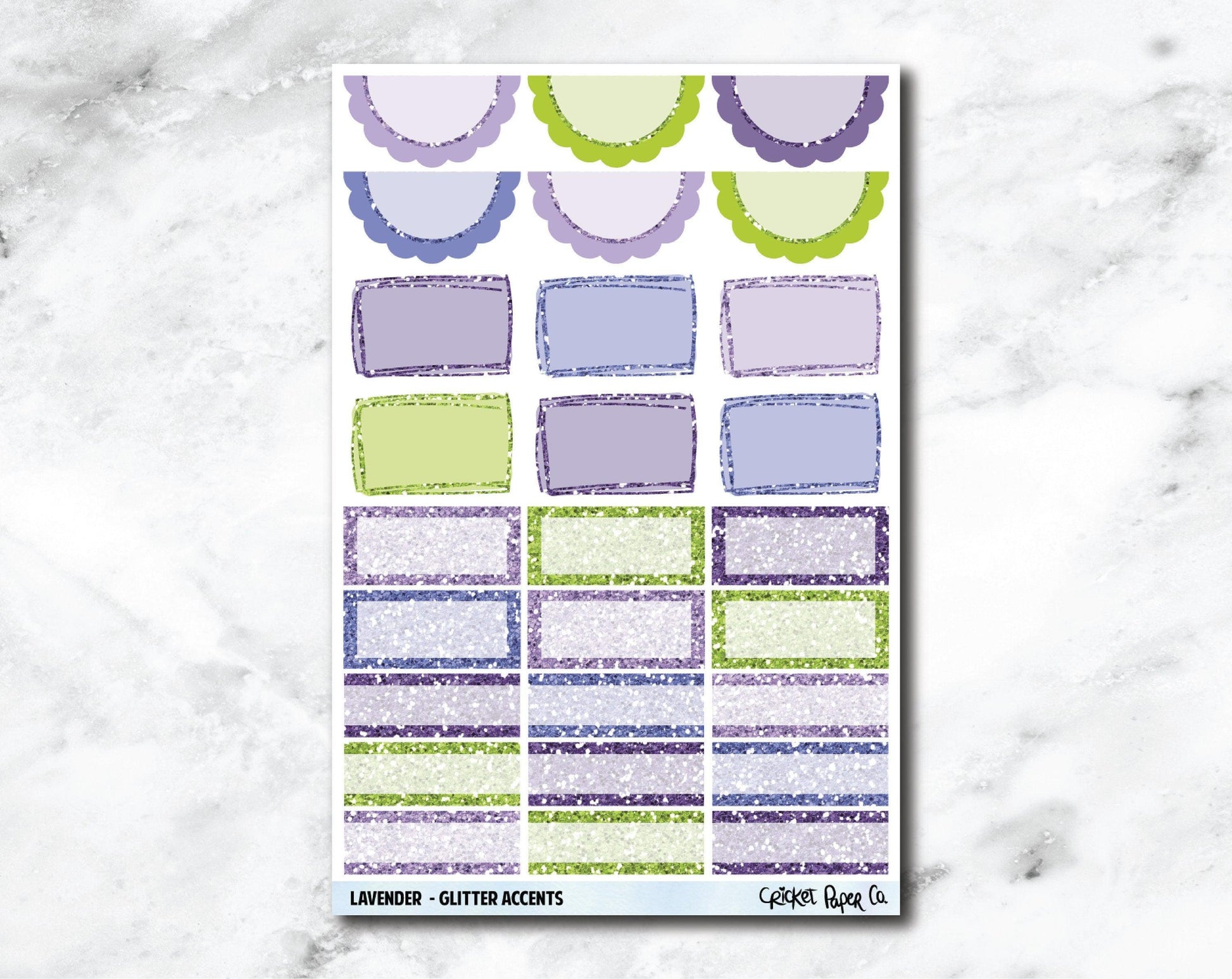 Glitter Accents Planner Stickers - Lavender-Cricket Paper Co.
