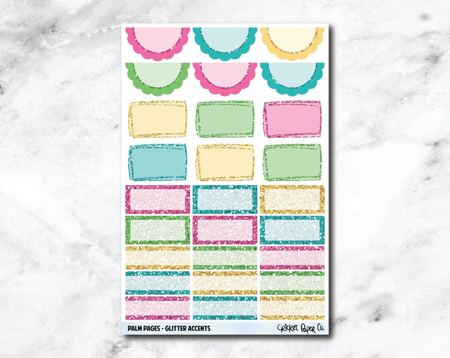 Glitter Accents Planner Stickers - Palm Pages-Cricket Paper Co.