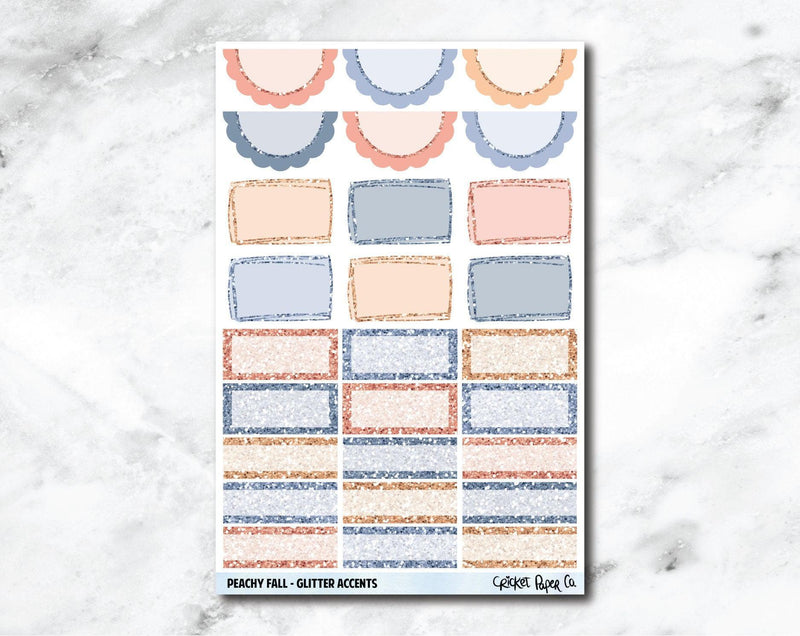 Glitter Accents Planner Stickers - Peachy Fall-Cricket Paper Co.