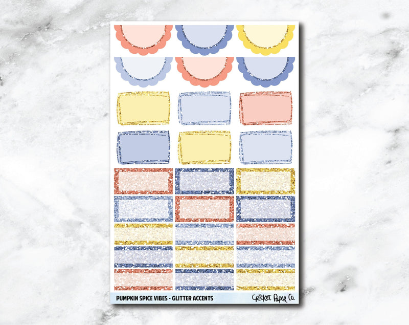 Glitter Accents Planner Stickers - Pumpkin Spice Vibes-Cricket Paper Co.