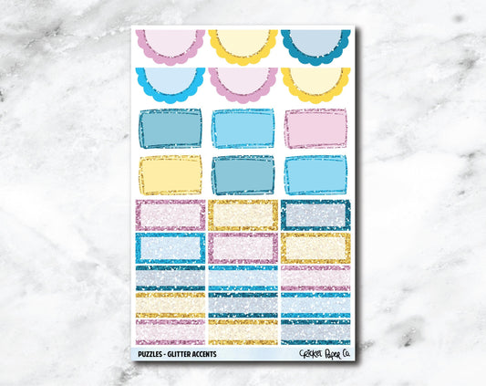 Glitter Accents Planner Stickers - Puzzles-Cricket Paper Co.