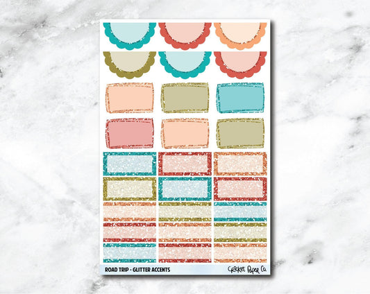 Glitter Accents Planner Stickers - Road Trip-Cricket Paper Co.