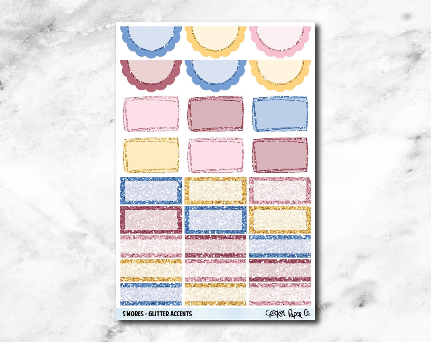 Glitter Accents Planner Stickers - S'mores-Cricket Paper Co.