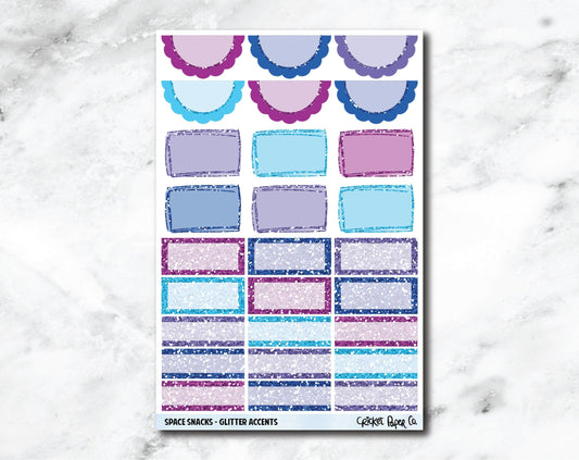 Glitter Accents Planner Stickers - Space Snacks-Cricket Paper Co.