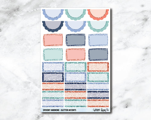 Glitter Accents Planner Stickers - Spooky Anemone-Cricket Paper Co.