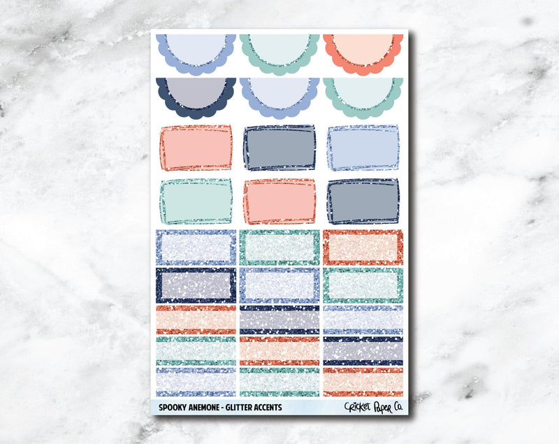 Glitter Accents Planner Stickers - Spooky Anemone-Cricket Paper Co.