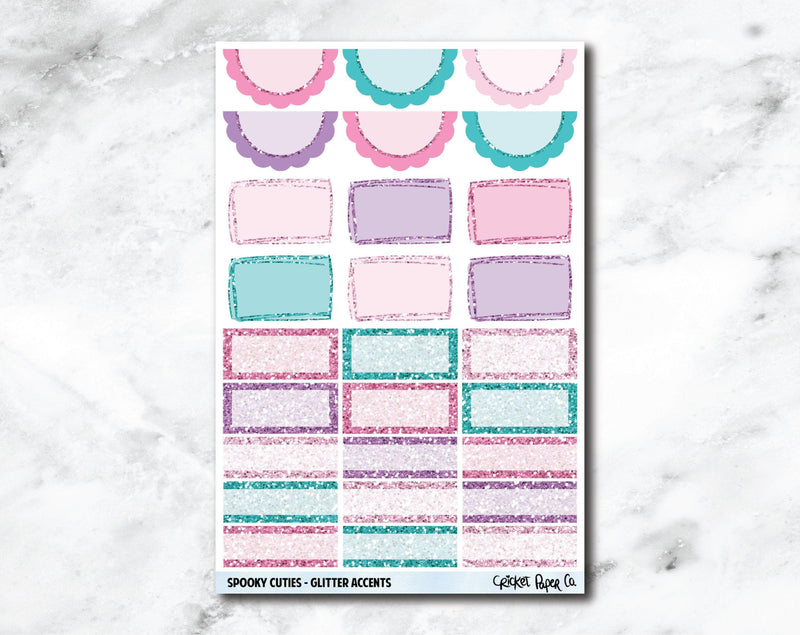 Glitter Accents Planner Stickers - Spooky Cuties-Cricket Paper Co.