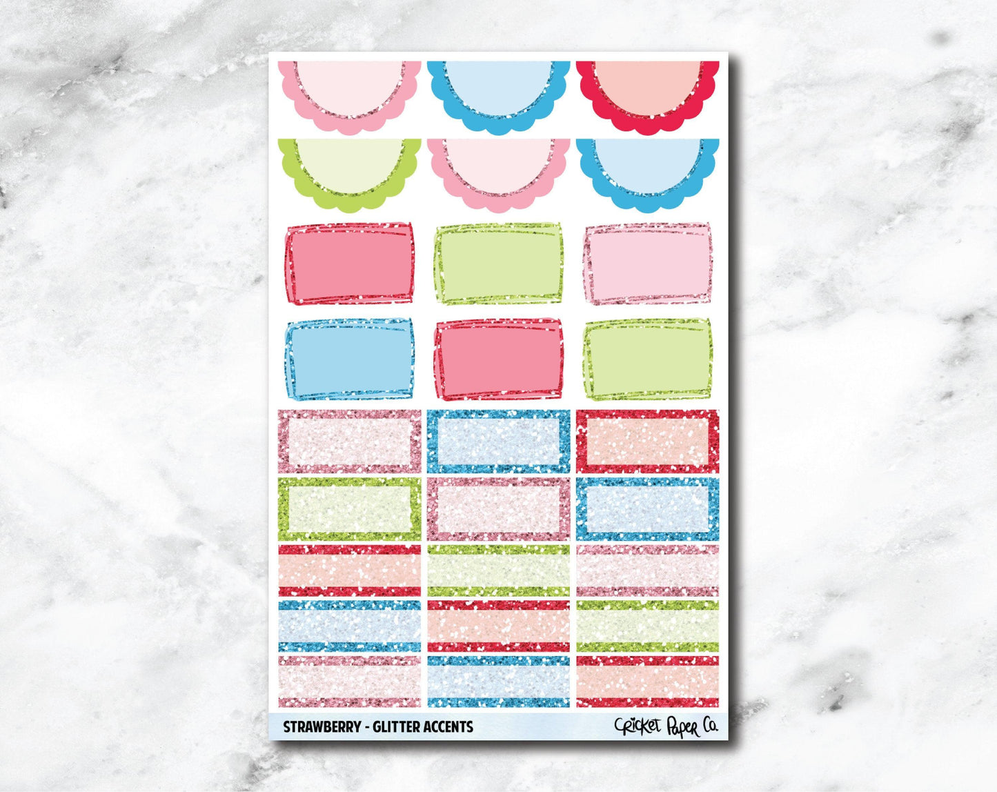 Glitter Accents Planner Stickers - Strawberry-Cricket Paper Co.