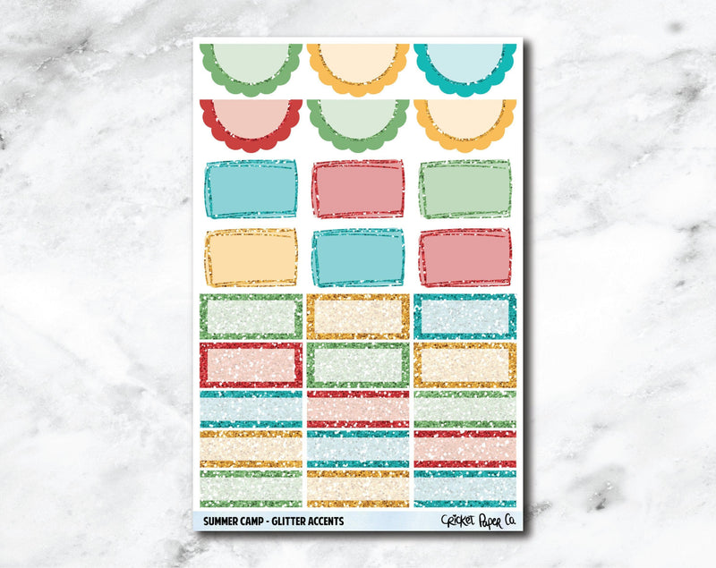 Glitter Accents Planner Stickers - Summer Camp-Cricket Paper Co.