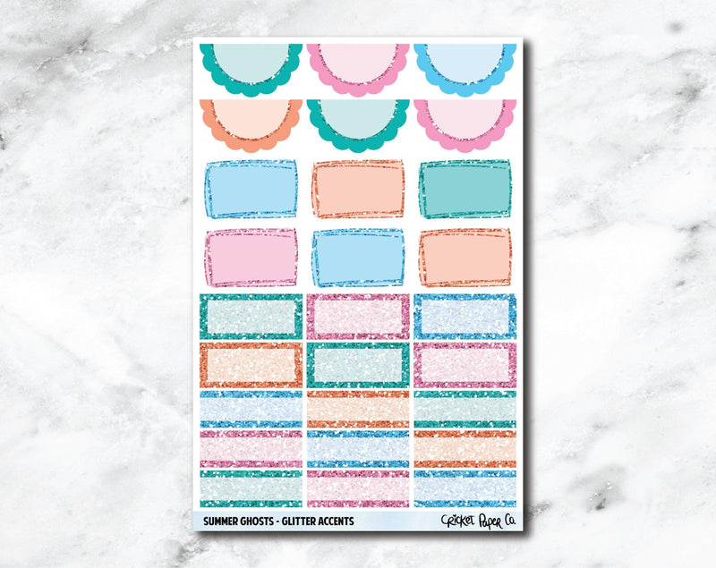 Glitter Accents Planner Stickers - Summer Ghosts-Cricket Paper Co.