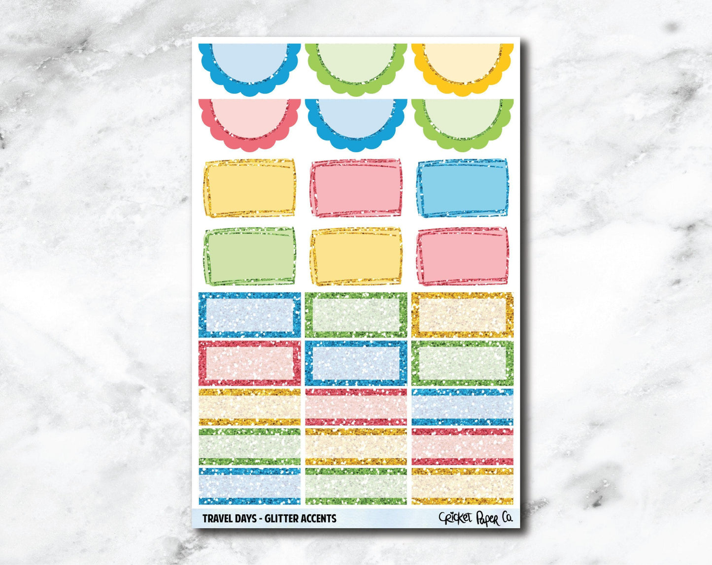 Glitter Accents Planner Stickers - Travel Days-Cricket Paper Co.