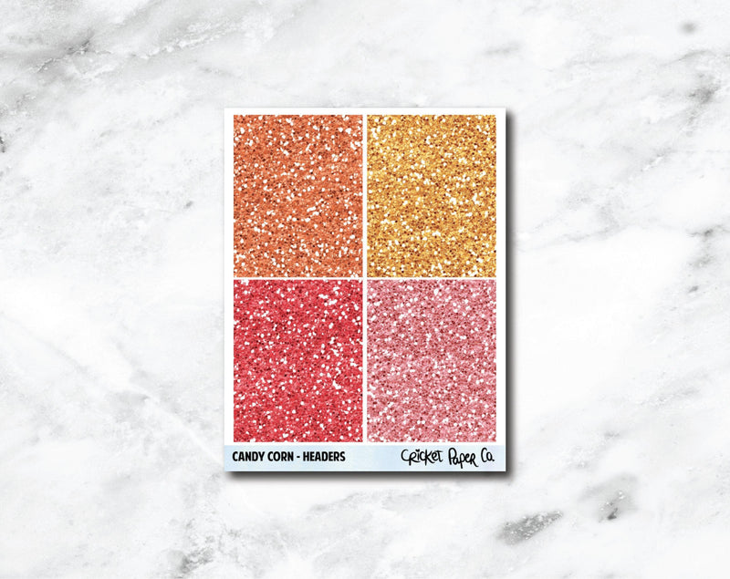 Glitter Headers Planner Stickers - Candy Corn-Cricket Paper Co.