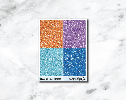 Glitter Headers Planner Stickers - Celestial Fall-Cricket Paper Co.