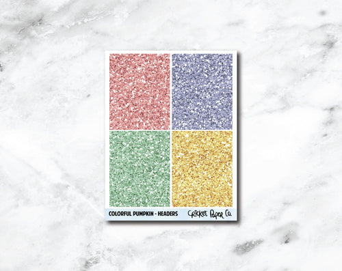 Glitter Headers Planner Stickers - Colorful Pumpkin-Cricket Paper Co.