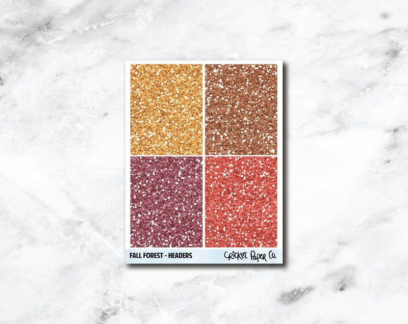 Glitter Headers Planner Stickers - Fall Forest-Cricket Paper Co.
