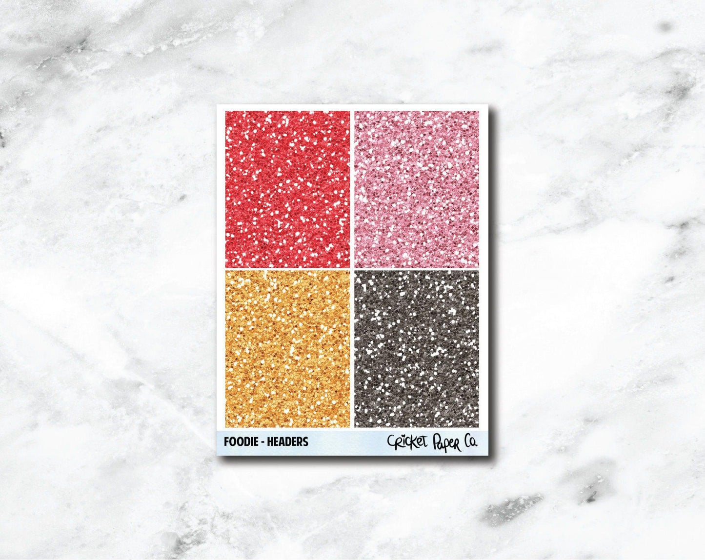 Glitter Headers Planner Stickers - Foodie-Cricket Paper Co.