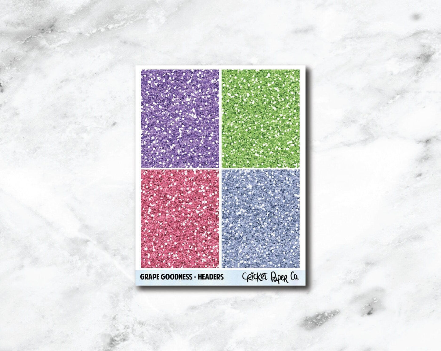Glitter Headers Planner Stickers - Grape Goodness-Cricket Paper Co.