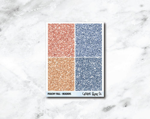 Glitter Headers Planner Stickers - Peachy Fall-Cricket Paper Co.