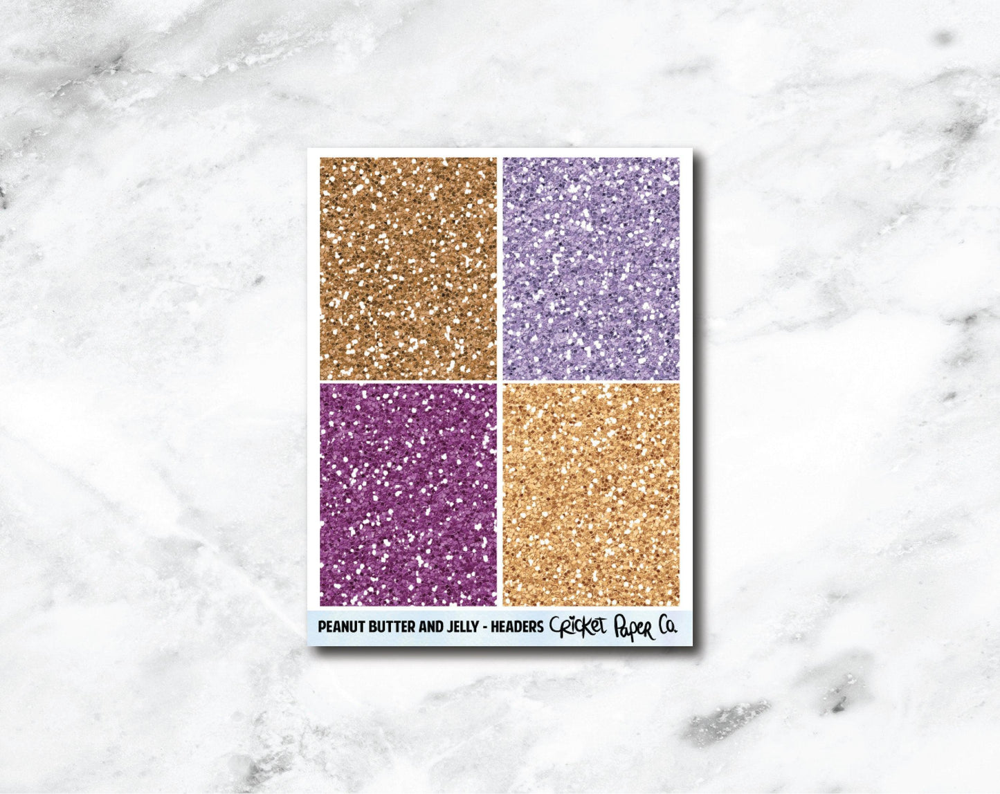 Glitter Headers Planner Stickers - Peanut Butter and Jelly-Cricket Paper Co.