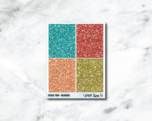 Glitter Headers Planner Stickers - Road Trip-Cricket Paper Co.