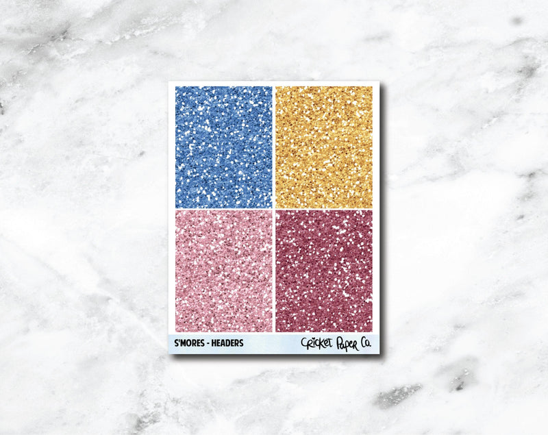 Glitter Headers Planner Stickers - S'mores-Cricket Paper Co.