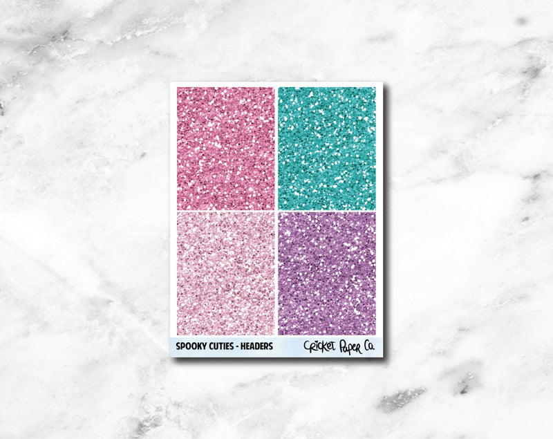 Glitter Headers Planner Stickers - Spooky Cuties-Cricket Paper Co.