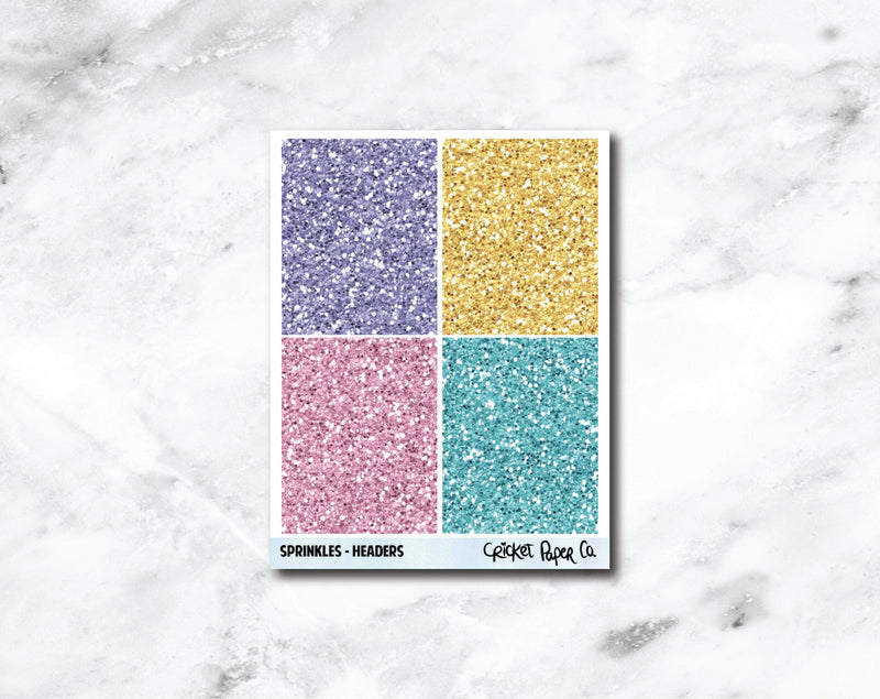 Glitter Headers Planner Stickers - Sprinkles-Cricket Paper Co.