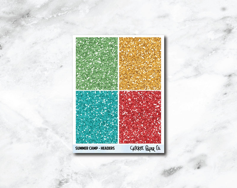 Glitter Headers Planner Stickers - Summer Camp-Cricket Paper Co.