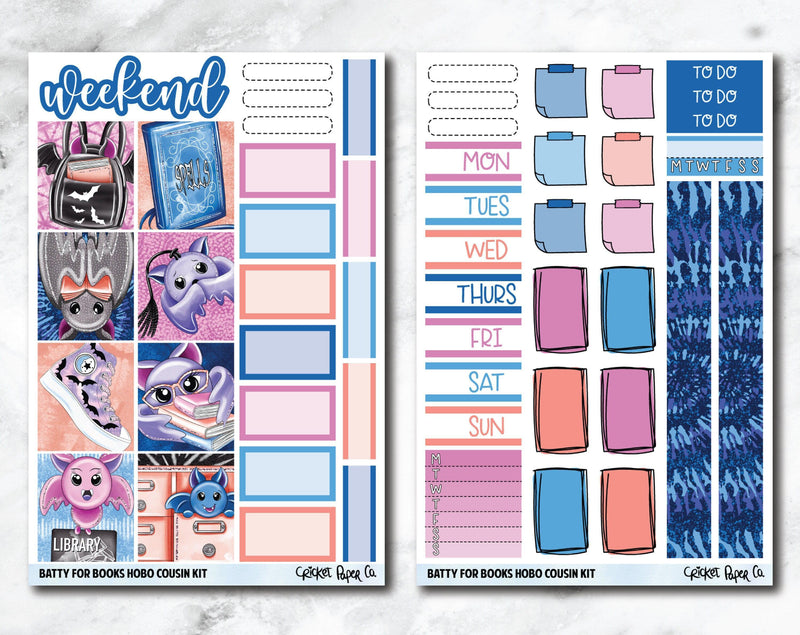 HOBONICHI COUSIN Planner Stickers Mini Kit - Batty for Books-Cricket Paper Co.