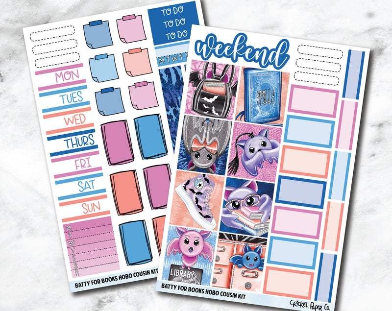 HOBONICHI COUSIN Planner Stickers Mini Kit - Batty for Books-Cricket Paper Co.