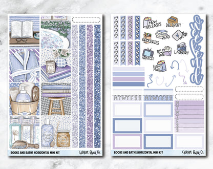 HORIZONTAL Planner Stickers Mini Kit - Books and Baths-Cricket Paper Co.