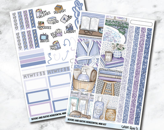 HORIZONTAL Planner Stickers Mini Kit - Books and Baths-Cricket Paper Co.
