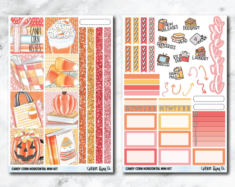 HORIZONTAL Planner Stickers Mini Kit - Candy Corn-Cricket Paper Co.