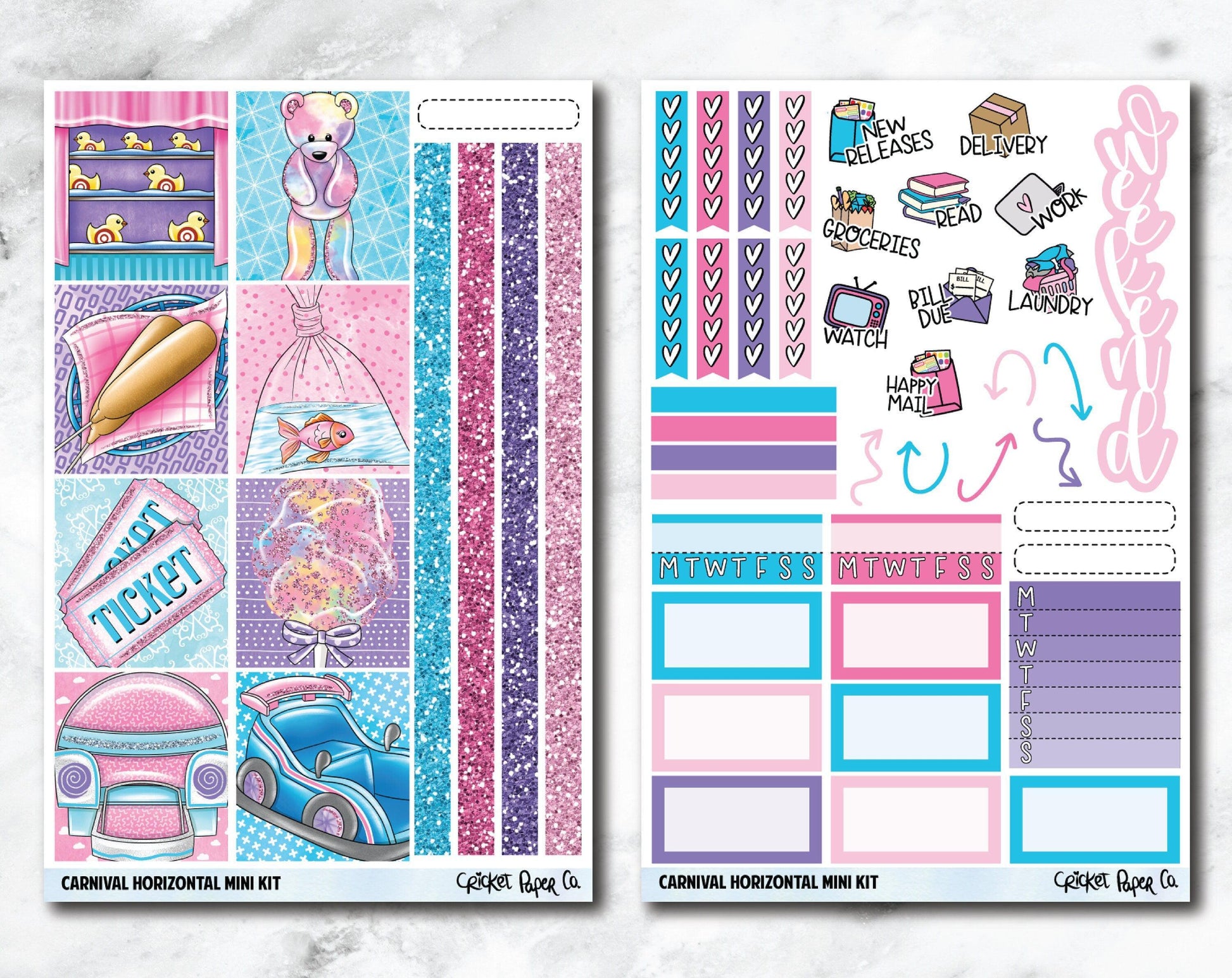 HORIZONTAL Planner Stickers Mini Kit - Carnival-Cricket Paper Co.