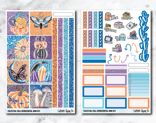 HORIZONTAL Planner Stickers Mini Kit - Celestial Fall-Cricket Paper Co.