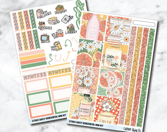 HORIZONTAL Planner Stickers Mini Kit - Citrus Daisy-Cricket Paper Co.