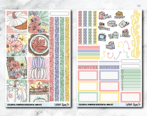 HORIZONTAL Planner Stickers Mini Kit - Colorful Pumpkin-Cricket Paper Co.