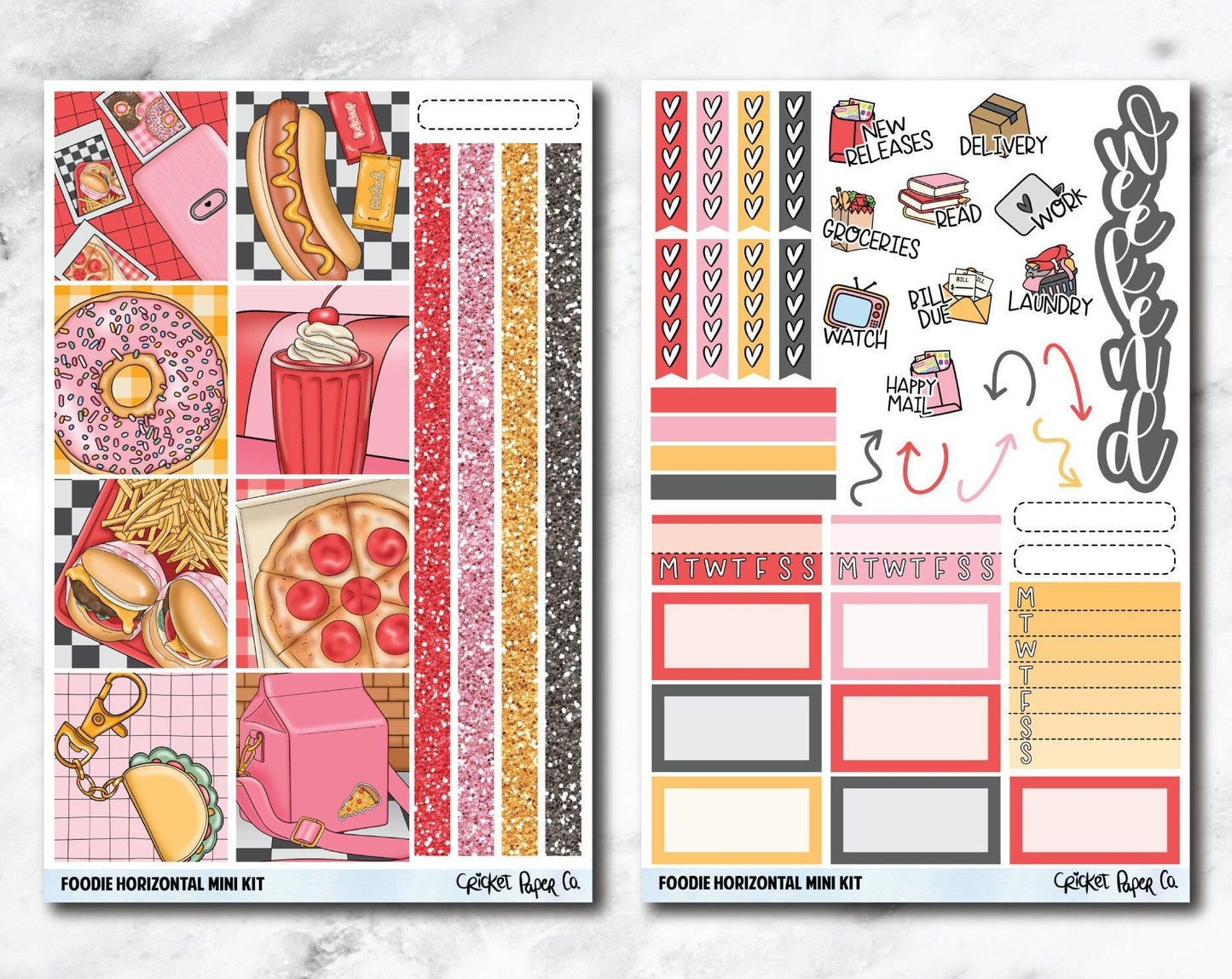 HORIZONTAL Planner Stickers Mini Kit - Foodie-Cricket Paper Co.