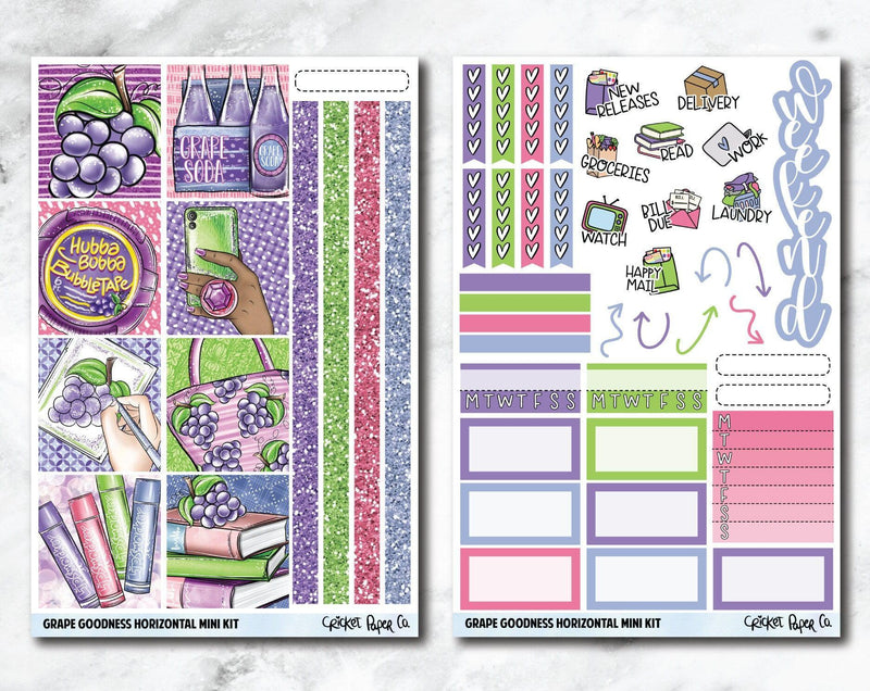 HORIZONTAL Planner Stickers Mini Kit - Grape Goodness-Cricket Paper Co.