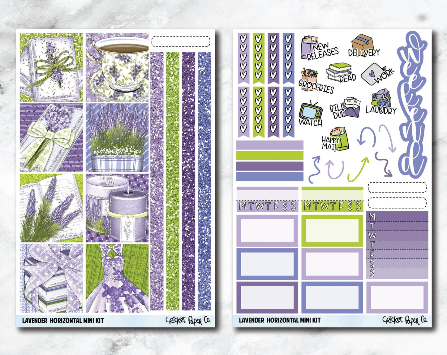 HORIZONTAL Planner Stickers Mini Kit - Lavender-Cricket Paper Co.