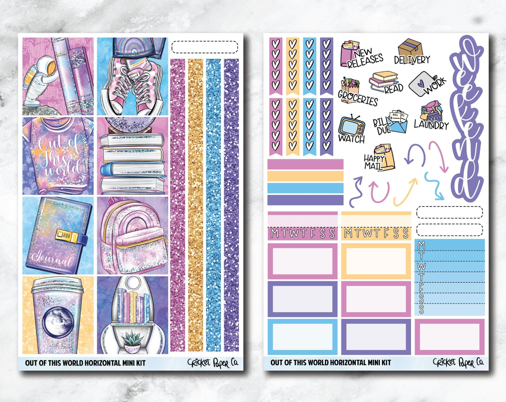 HORIZONTAL Planner Stickers Mini Kit - Out of This World-Cricket Paper Co.