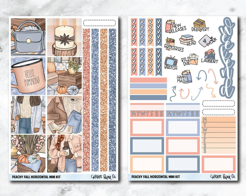 HORIZONTAL Planner Stickers Mini Kit - Peachy Fall-Cricket Paper Co.