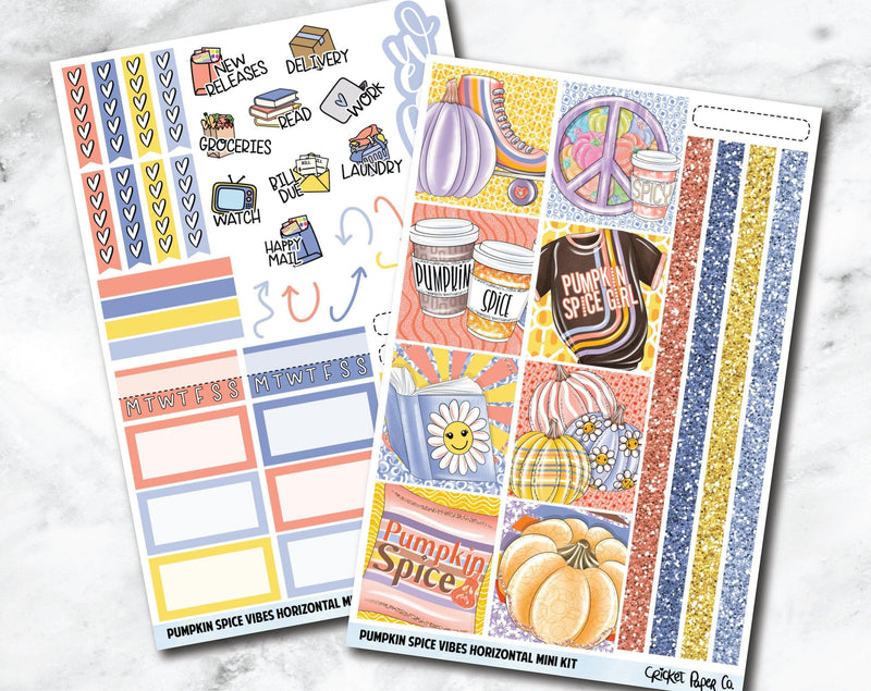 HORIZONTAL Planner Stickers Mini Kit - Pumpkin Spice Vibes-Cricket Paper Co.