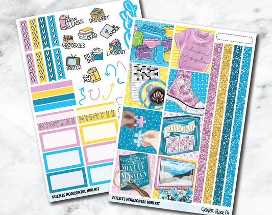 HORIZONTAL Planner Stickers Mini Kit - Puzzles-Cricket Paper Co.