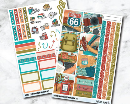 HORIZONTAL Planner Stickers Mini Kit - Road Trip-Cricket Paper Co.