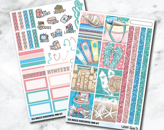 HORIZONTAL Planner Stickers Mini Kit - Sea Breeze-Cricket Paper Co.