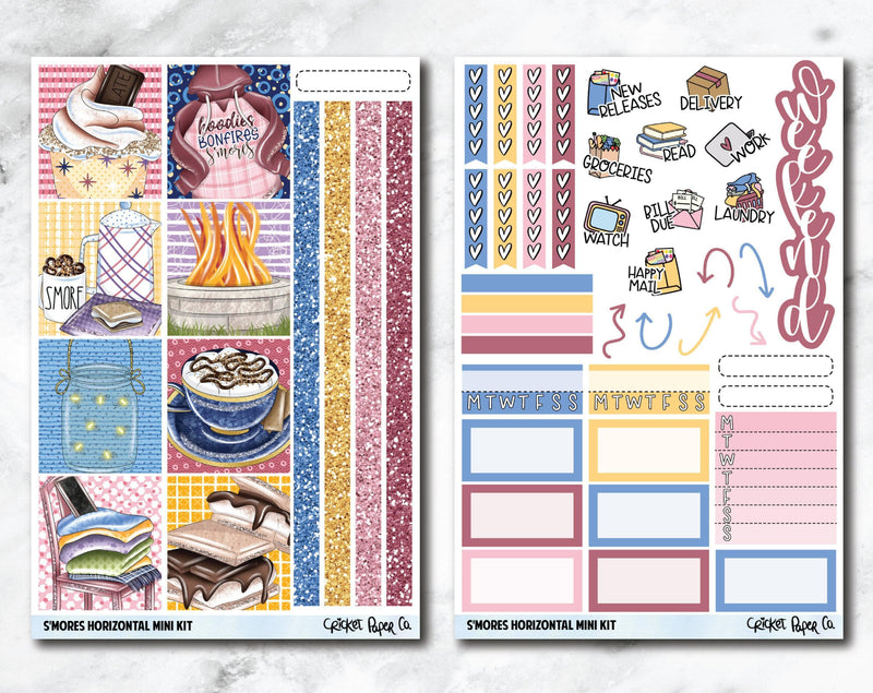 HORIZONTAL Planner Stickers Mini Kit - S'mores-Cricket Paper Co.